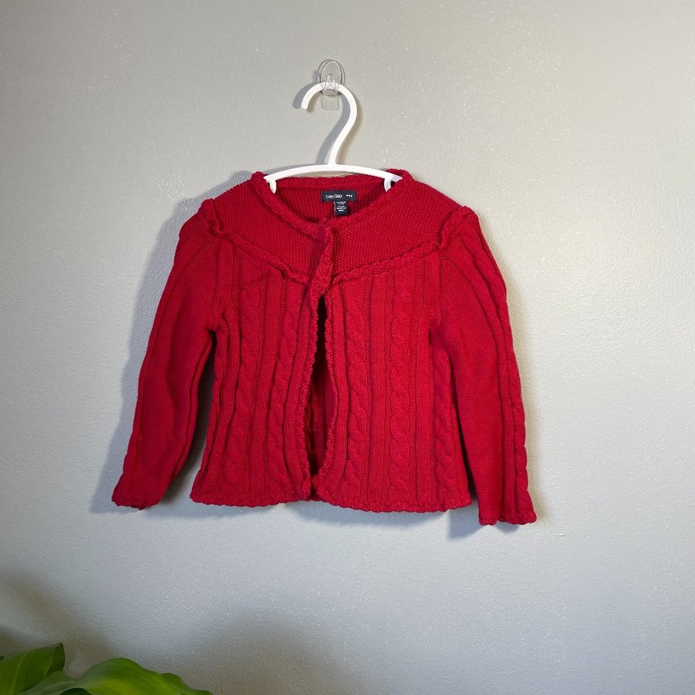 18-24 MONTHS BABY GAP RED KNIT SWEATER JACKET